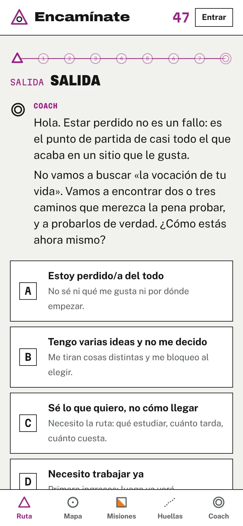 Encamínate en el móvil: la primera pregunta del coach.